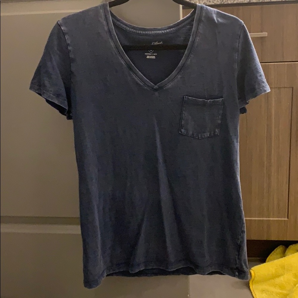 Navy Blue Monterey V-Neck Tee with Front Pocket